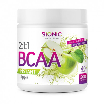 БЦАА Bionic Nutrition BCAA 2:1:1 Instant powder, 200 г, 40 порций, Яблоко