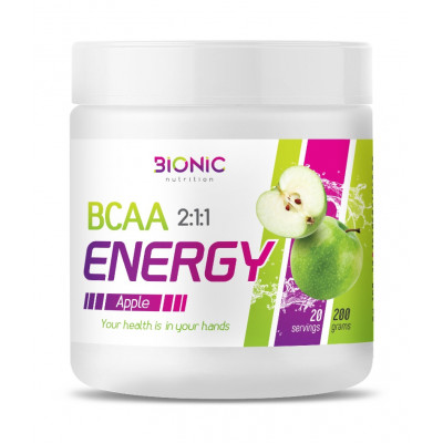 БЦАА Bionic Nutrition BCAA 2:1:1 Energy, 200 г, 20 порций, Яблоко