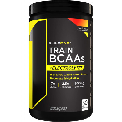 БЦАА + Электролиты RuleOne Train BCAAS + Electrolytes, 450 г, Персик-манго