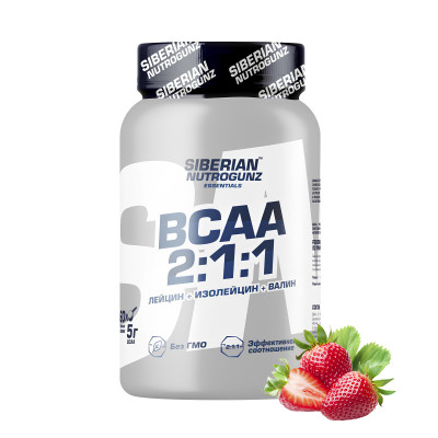 БЦАА Siberian Nutrogunz BCAA 2:1:1, 450 г, Клубника