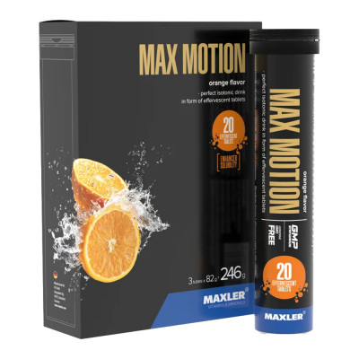 Изотоник, витамины и минералы Maxler Max Motion, 1 туба, 20 шипучих таблеток, Апельсин