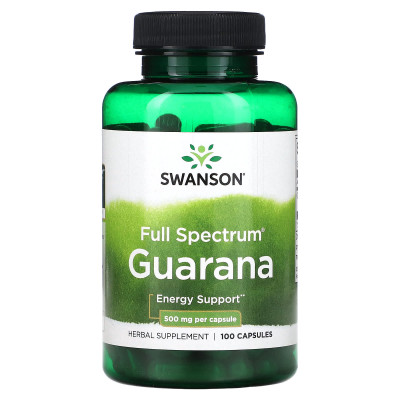 Гуарана Swanson Full Spectrum Guarana, 500 мг, 100 капсул