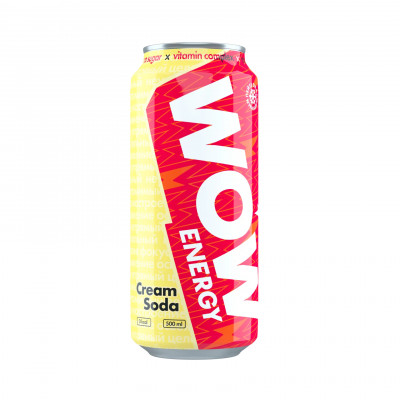 Энергетический напиток без сахара WOW Energy, 500 мл, Крем-сода