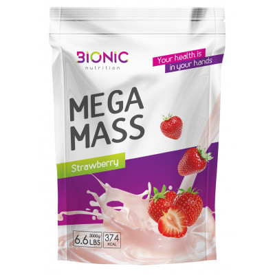 Гейнер Bionic Nutrition Mega Mass Gainer, 3000 г, Клубника