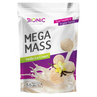 Гейнер Bionic Nutrition Mega Mass Gainer, 3000 г, Ванильное мороженое