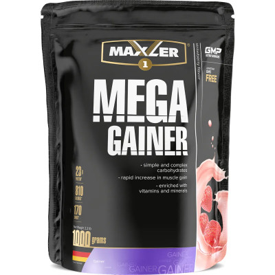 Гейнер Maxler Mega Gainer, 1000 г, Клубника