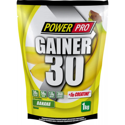 Гейнер Power Pro Gainer 30, 1000 г, Банан
