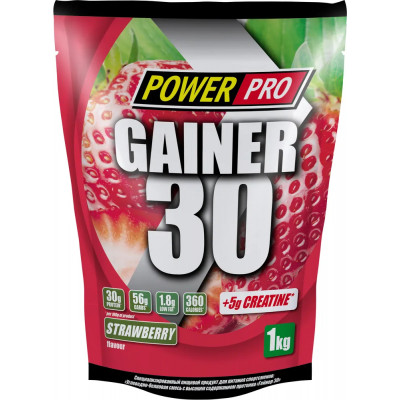 Гейнер Power Pro Gainer 30, 1000 г, Клубника