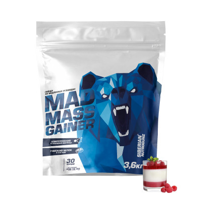 Гейнер Siberian Nutrogunz Mad Mass Gainer, 3600 г, Малиновая панна-котта