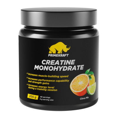 Креатин моногидрат Prime Kraft Creatine Monohydrate, 200 г, Цитрусовый микс