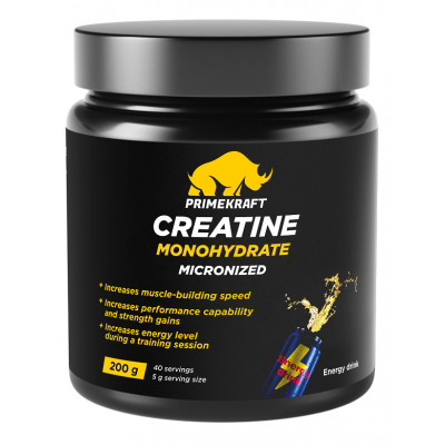 Креатин моногидрат Prime Kraft Creatine Monohydrate, 200 г, Энергетик