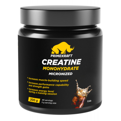 Креатин моногидрат Prime Kraft Creatine Monohydrate, 200 г, Кола