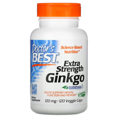 Гинкго Билоба с повышенной силой действия Doctor's Best Ginkgo Extra Strenght, 120 мг, 120 капсул