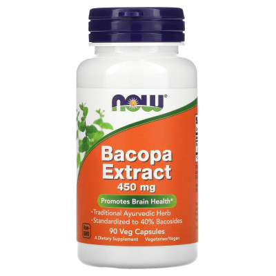 Экстракт бакопы Now Foods Bacopa Extract, 450 мг, 90 капсул