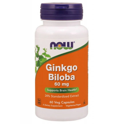 Гинкго Билоба Now Foods Gingo Biloba, 60 мг, 60 капсул