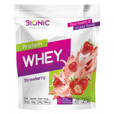 Сывороточный протеин Bionic Nutrition Protein Whey, 900 г, Клубника