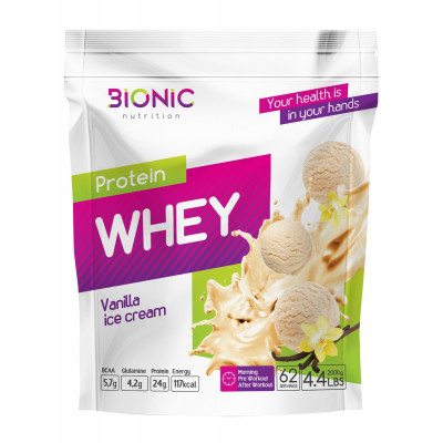 Сывороточный протеин Bionic Nutrition Protein Whey, 2000 г, Ванильное мороженое