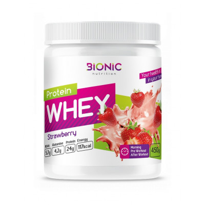 Сывороточный протеин Bionic Nutrition Protein Whey, 450 г, Клубника
