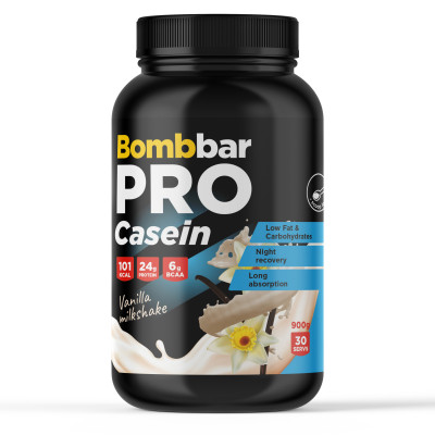 Казеин Bombbar Pro Casein, 900 г, Ванильный милкшейк