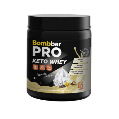 Кето-протеин Bombbar Keto Whey, 450 г, Сливки-ваниль