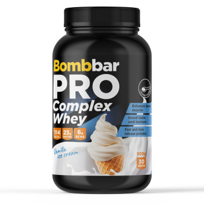 Многокомпонентный протеин Bombbar Pro Complex Whey, 900 г, Ванильное мороженое