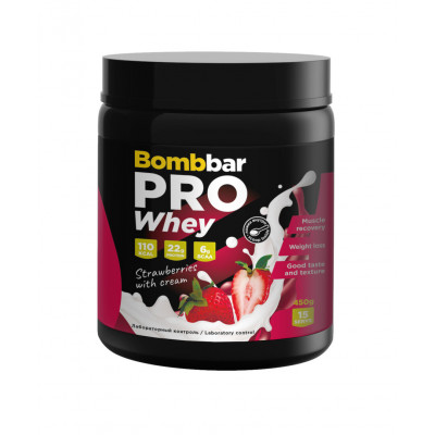 Сывороточный протеин Bombbar Whey Protein Pro, 450 г, Клубника со сливками