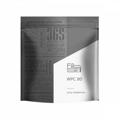 Сывороточный протеин FitSet WPC80, 900 г, Сочная малина
