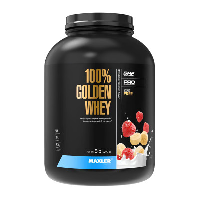 Натуральный сывороточный протеин Maxler 100% Maxler Golden Whey, 2270 г, Клубника-банан