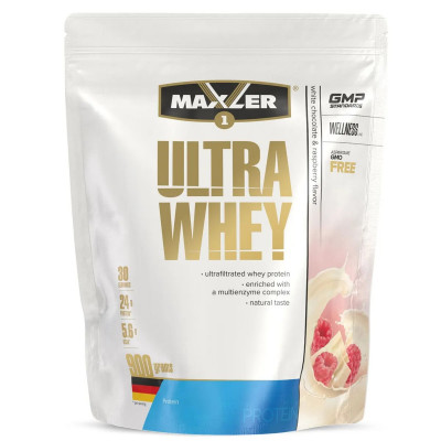 Сывороточный протеин Maxler Ultra Whey, 900 г, Белый шоколад с малиной