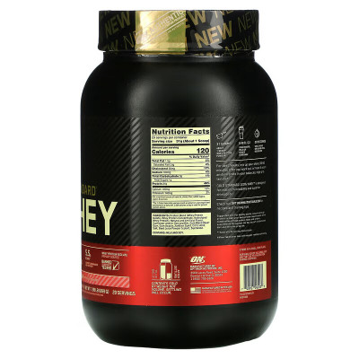 Сывороточный протеин Optimum Nutrition Gold Standard 100% Whey, 899 г, Клубника со сливками