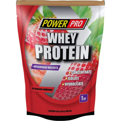 Сывороточный протеин Power Pro Whey Protein, 1000 г, Клубника