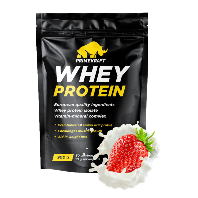 Сывороточный протеин Prime Kraft Whey protein, 900 г, Клубничный йогурт