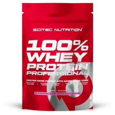 Сывороточный протеин Scitec Nutrition Whey Protein Professional, 1000 г, Клубника-белый шоколад