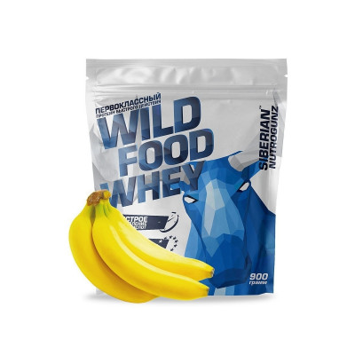 Сывороточный протеин Siberian Nutrogunz Wild Food Whey, 900 г, Банан