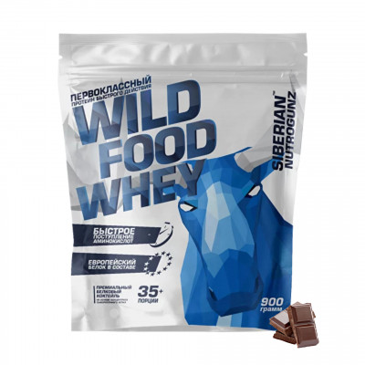 Сывороточный протеин Siberian Nutrogunz Wild Food Whey, 900 г, Двойной шоколад