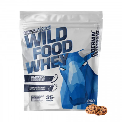 Сывороточный протеин Siberian Nutrogunz Wild Food Whey, 900 г, Шоколадное печенье