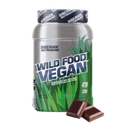 Веганский протеин Siberian Nutrogunz Wild Food Vegan, 750 г, Двойной шоколад