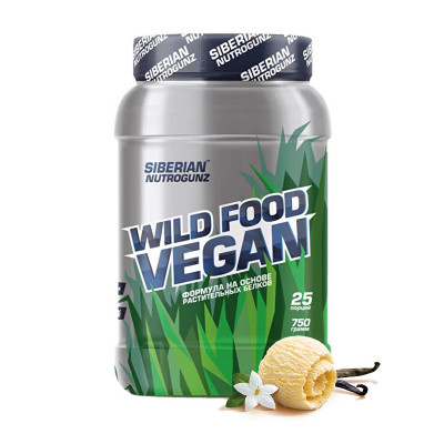 Веганский протеин Siberian Nutrogunz Wild Food Vegan, 750 г, Ванильный пломбир