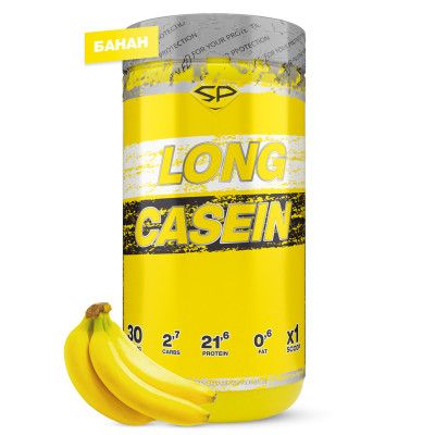 Мицеллярный казеиновый протеин Steel Power Long Casein, 900 г, Банан