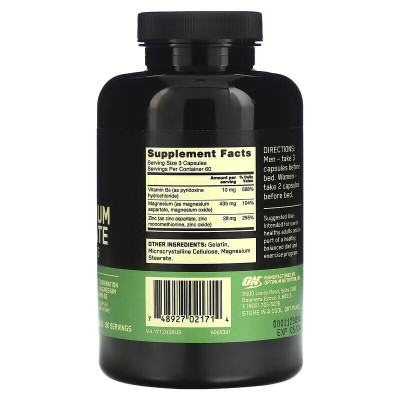 ЗМА Optimum Nutrition ZMA Zinc Magnesium Aspartate, 180 капсул