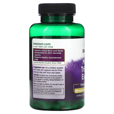 Трибулус Swanson Mega Tribulus Extract 250 мг, 120 капсул