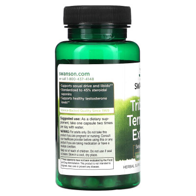 Трибулус террестрис Swanson Full Tribulus Terrestris Extract, 500 мг, 60 капсул