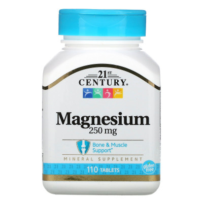 Магний, 21st Century Health Care Magnesium, 250 мг, 110 таблеток