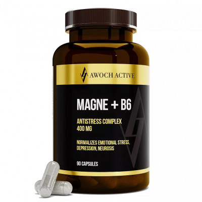 Магний + Витамин В6 Awoch active Magne + B6, 400 мг, 90 капсул
