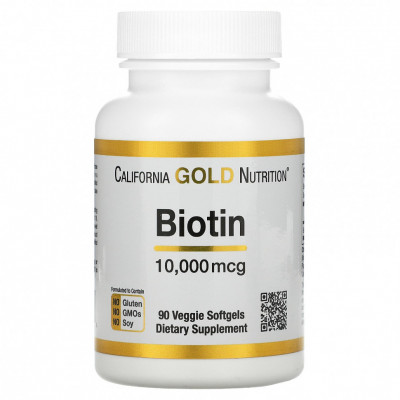 Биотин Витамин В7 California Gold Nutrition Biotin, 10000 мкг, 90 капсул