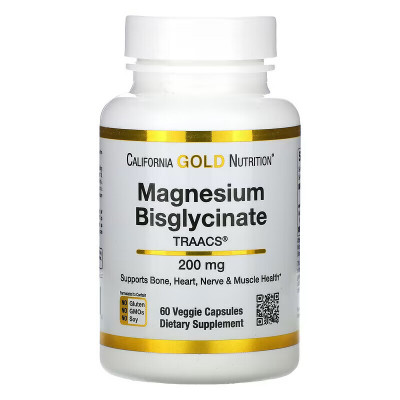 Магний бисглицинат California Gold Nutrition Magnesium Bisglycinate, 100 мг, 60 капсул