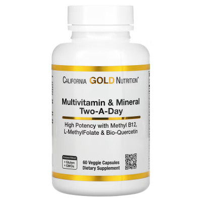Мультивитамины California Gold Nutrition Daily Multivimamins Nutrition Two-A-Day, 60 капсул
