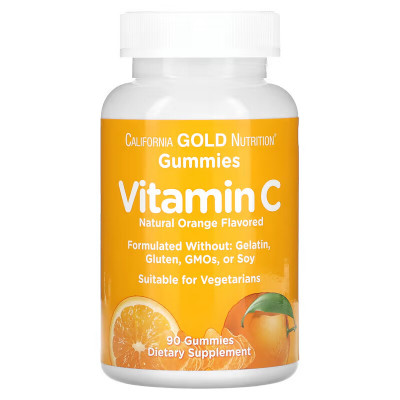 Жевательный витамин C California Gold Nutrition Vitamin C, 90 жевательных таблеток, Апельсин