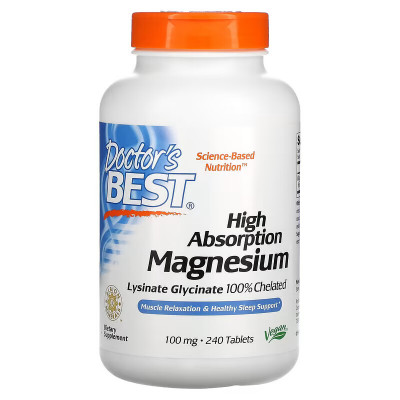 Магний хелат Doctor's Best Magnesium high absorption, 100 мг, 240 таблеток