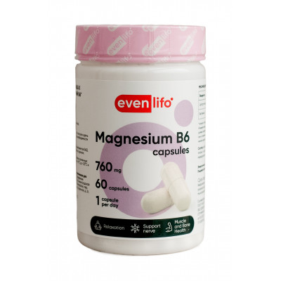 Магний + витамин В6 EvenLifo Magnesium + B6, 760 мг, 60 капсул